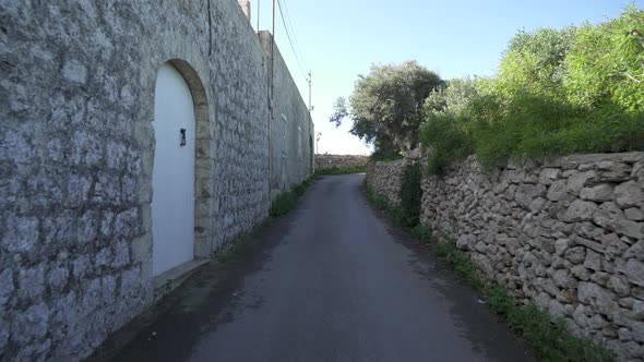 Lonely Road Leading to Dingli Cliffs with Trees Growing in Nearby Garden