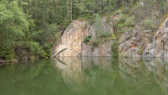 Abandoned quarry in the forest of Bavaria, Germany. alt