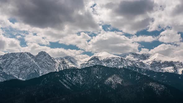 Timelapse Of A Tatra Mountain Panorama With Fast Moving Clouds