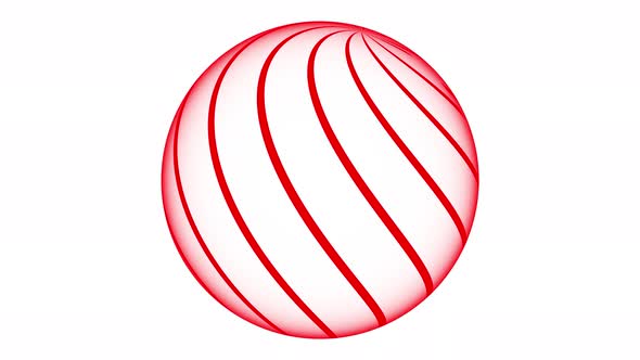 Stripy line attached on a sphere. Stripy sphere animated on white background. Vd 974 alt