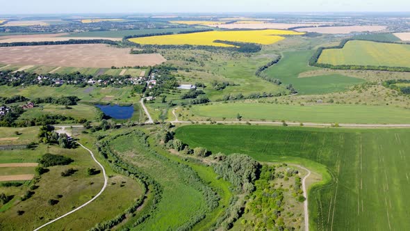 View of a Variety of Agroindustrial Fields with Different Agricultural Plants alt