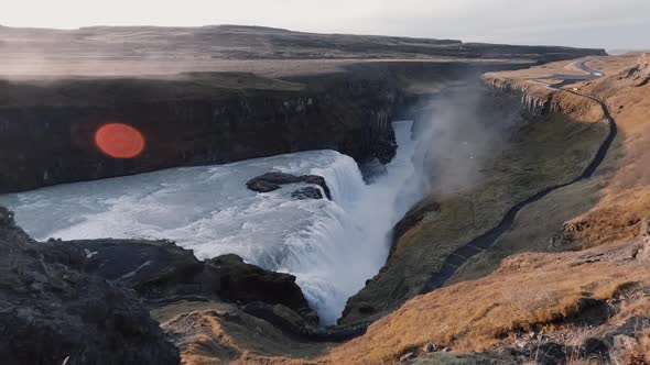 Gullfoss Waterfall in Super Slow Motion Iceland