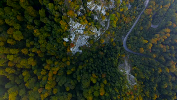 Aerial Footage of a Serpentine Drone in the Middle of the Carpathian Mountains alt