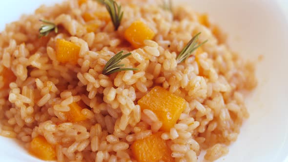 Pumpkin risotto, recipe with rice and pumpkin