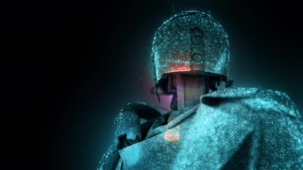 Dystopian Humanoid Android Cyborg Robot Representation With Particles 4k alt