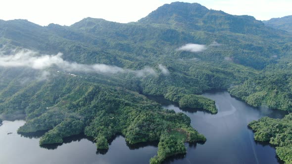 Aerial view of New Zealand Fjords alt