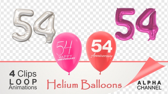 54 Anniversary Celebration Helium Balloons Pack