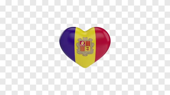 Andorra Flag on a Rotating 3D Heart alt