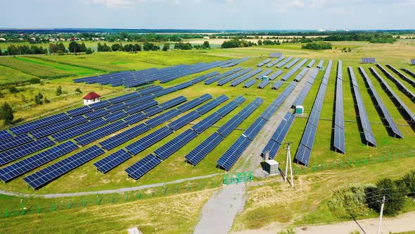 Solar energy plant among natural landscape. alt