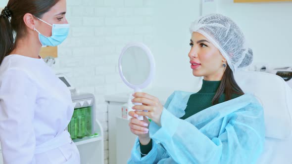 Cosmetologist Doctor Asks a Woman About What She Wants to Change alt