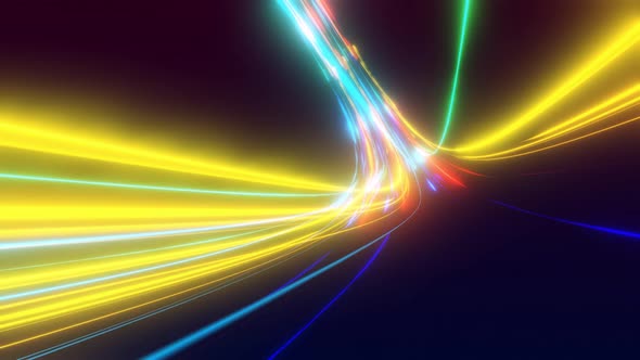 3d Vj Loop Abstract Background with Futuristic Flow of Multicolor Glow Lines alt