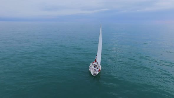 Sailing Boat Going Down Turquoise Sea, Luxurious Lifestyle, Unimpeded Freedom alt