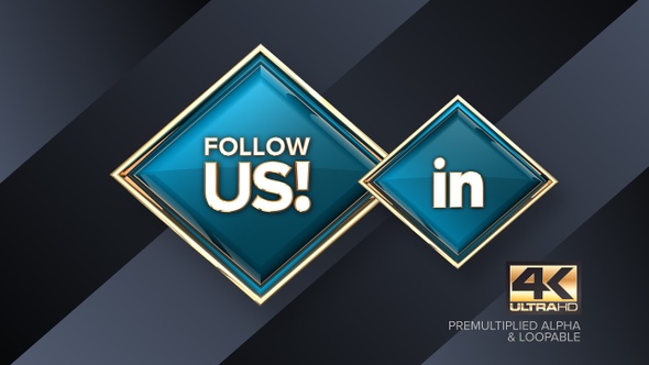 LinkedIn Follow Us! Rotating Sign 4K Looping Design Element alt