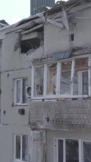 Vertical Video of a Makariv Ukraine a Building Destroyed By the War alt