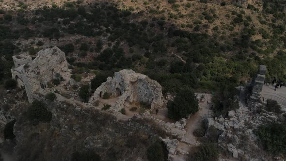 Monfort Medieval Teutonic Order Castle Ruins in Israel Aerial Drone View