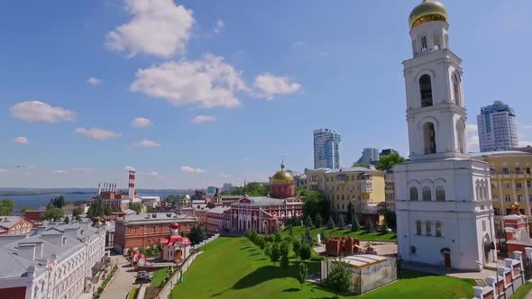Old Buildings of Orthodox Monastery in Traditional Russian Architectural Style Aerial View