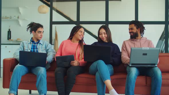 Group of Diverse Students Preparing for Exams at Home alt