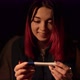 Woman Gets to Know a Positive Pregnancy Test Result and Share the News Using Her Phone - VideoHive Item for Sale