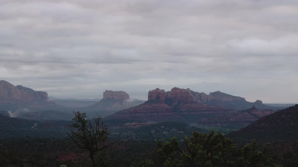 Clouds Over Cathedral Rock at Sunrise in Sedona Arizona Zoom Out alt