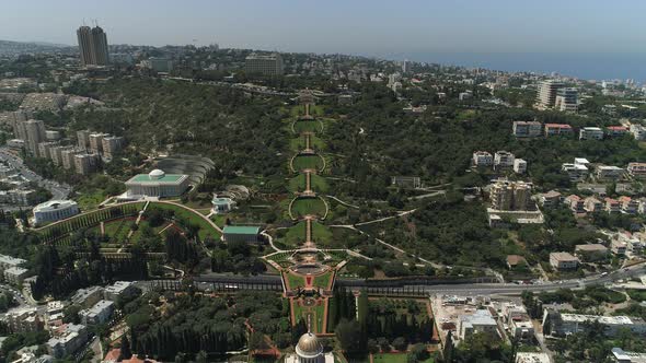 Aerial view of Baha'i Gardens in Haifa alt