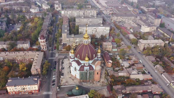 Aerial view of the Orthodox church.