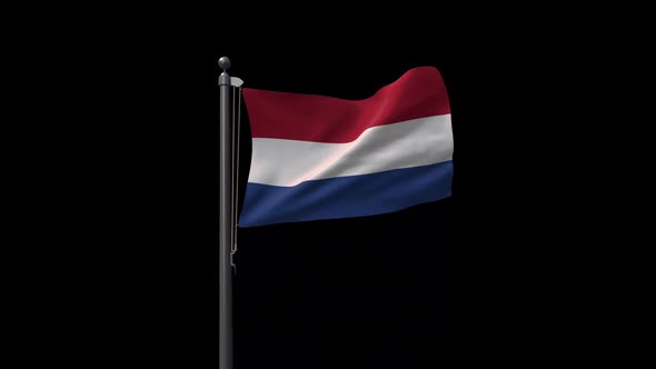 Netherlands Flag On Flagpole With Alpha Channel alt