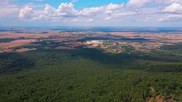 Aerial View of Small European Town with Residential Buildings and Streets alt