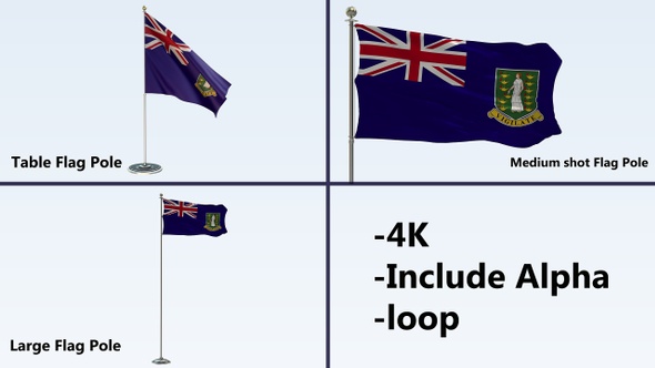 Virgin Islands Uk Flag Pole Pack 4k-Loop alt