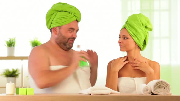 Overweight Man and Woman Beauty Treatment at Health Spa