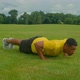 Muscular Build Fitness Black Man Working Out Press Up Exercise Outdoors - VideoHive Item for Sale