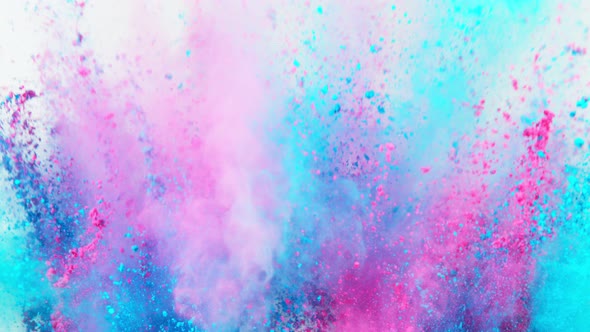 Super Slowmotion Shot of Color Powder Explosion Isolated on White Background alt
