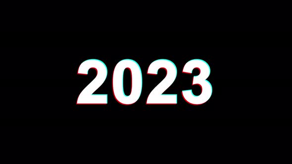 New Year 2023 Glitch Effect Text Digital TV Distortion  alt