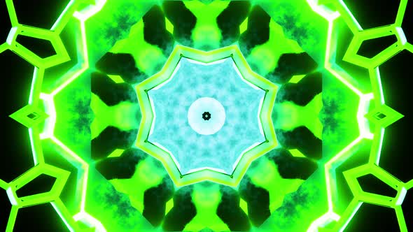 Neon glowing kaleidoscope. Looped animation