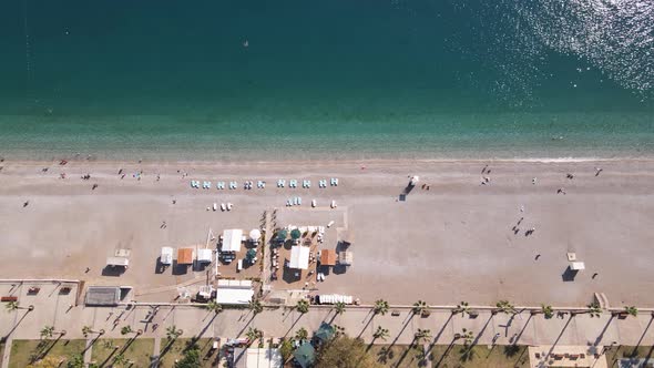 Aerial View of the Beach at the Seaside Resort Town. Turkey alt