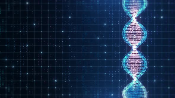 Dark Blue futuristic DNA User Interface. digital interface of futuristic DNA analysis process. alt