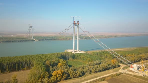 The Construction Of A New Suspension Bridge Over The Danube, The Third Longest Bridge In Europe alt