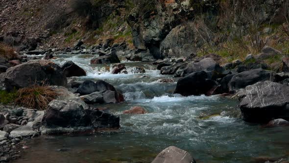 Mountain River Flows Along The Gorge 6