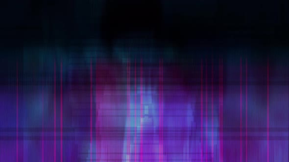 colourful red purple transmission error glitch with scan lines and ghost images