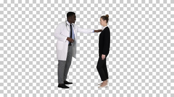 Doctor Telling Good News and Patient Leaves, Alpha Channel alt