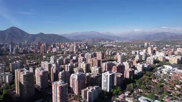 Aerial View Over Santiago de Chile, Capital of Chile, South America. 4K.