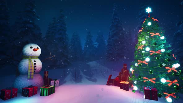 Christmas snowman with gifts 4K