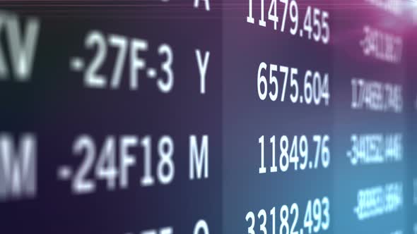 Stock Financial Numbers on Led Screen, Wall of Indice and Market Information alt
