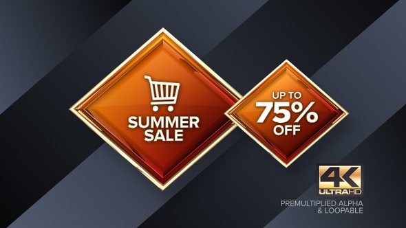 Summer Sale 75 Percent Off Rotating Sign 4K Looping Design Element