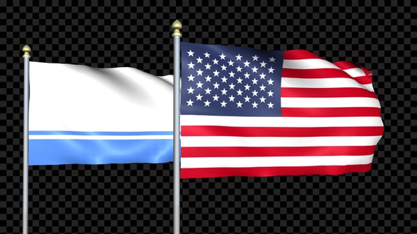 Altai Republic And United States Two Countries Flags Waving alt