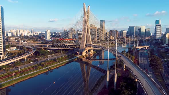 Cityscape aerial landscape of downtown Sao Paulo Brazil. Landmark city. alt
