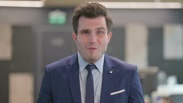 Portrait of Disappointed Businessman Reacting to Loss alt