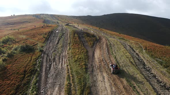 Aerial View of Off Road Car at the Trail Mountains Attraction alt