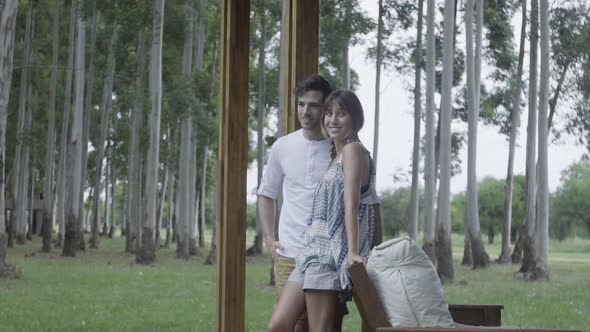 Couple relaxing together outdoors