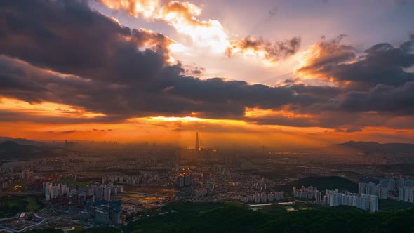Time Lapse Sunset of Seoul City South Korea alt