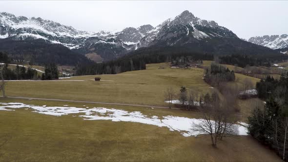 Flying Drone over Swiss Alps in Austria alt